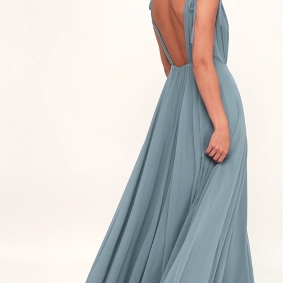 Lulu's Dance The Night Away Slaye Blue Backless Dress Misses Sizw Medium NWT - Picture 2 of 15